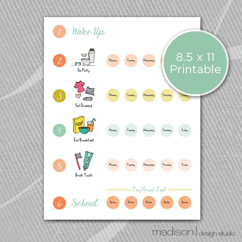 DAILY ROUTINE MORNING Chore Chart Sticker Chart Etsy