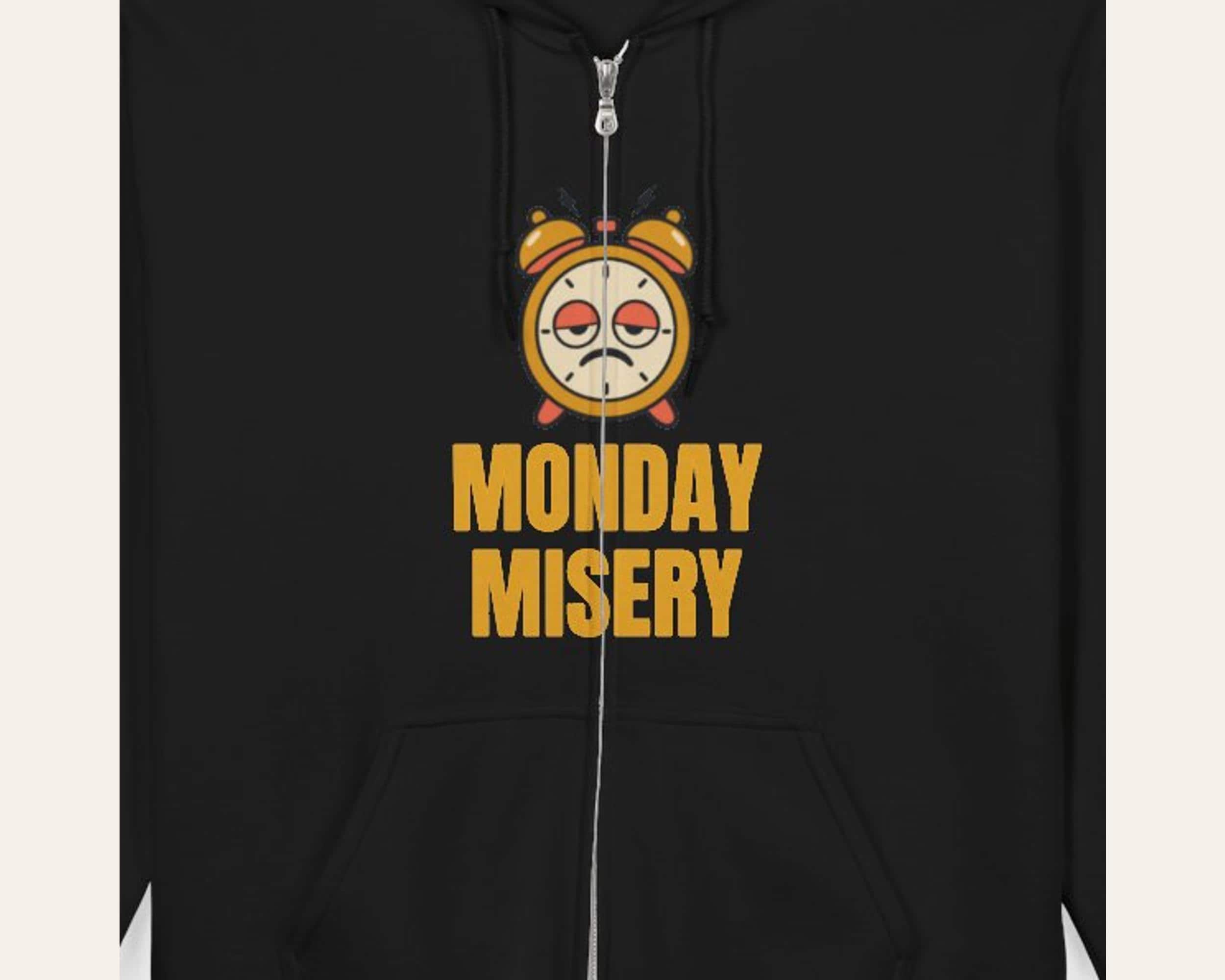Monday Misery Grumpy Alarm Clock Hoodie photo 3