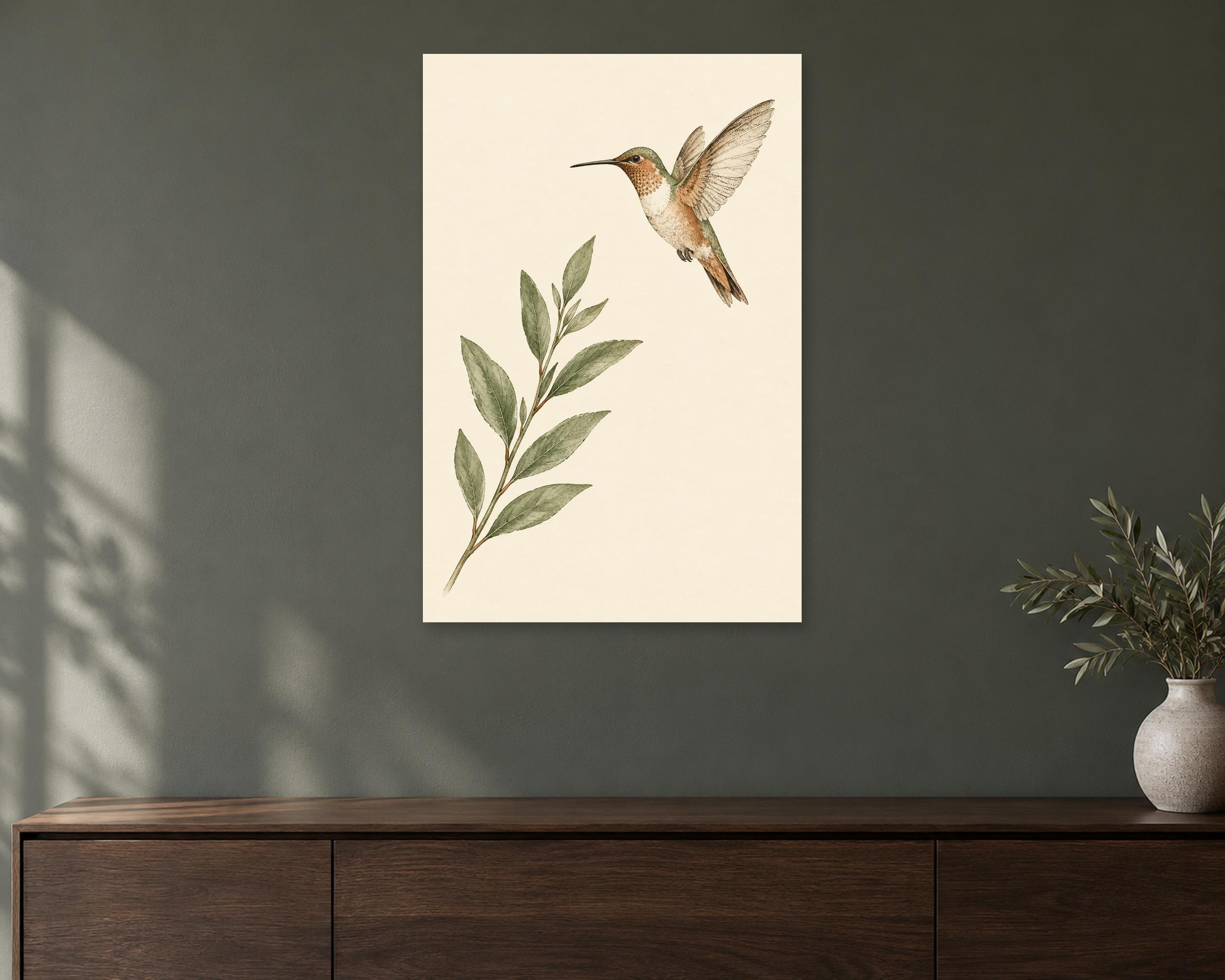 Single Hummingbird Ink Line Poster photo 1