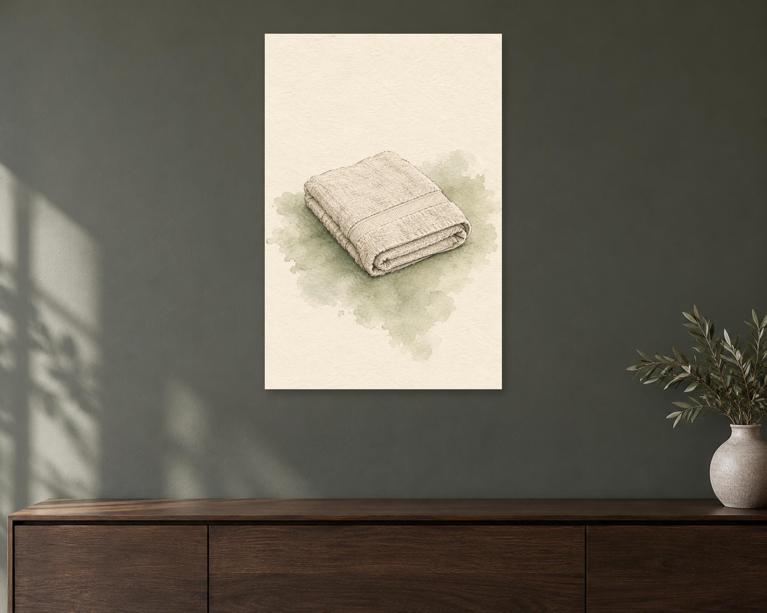 Folded Towel Line Study Bathroom Poster photo 1