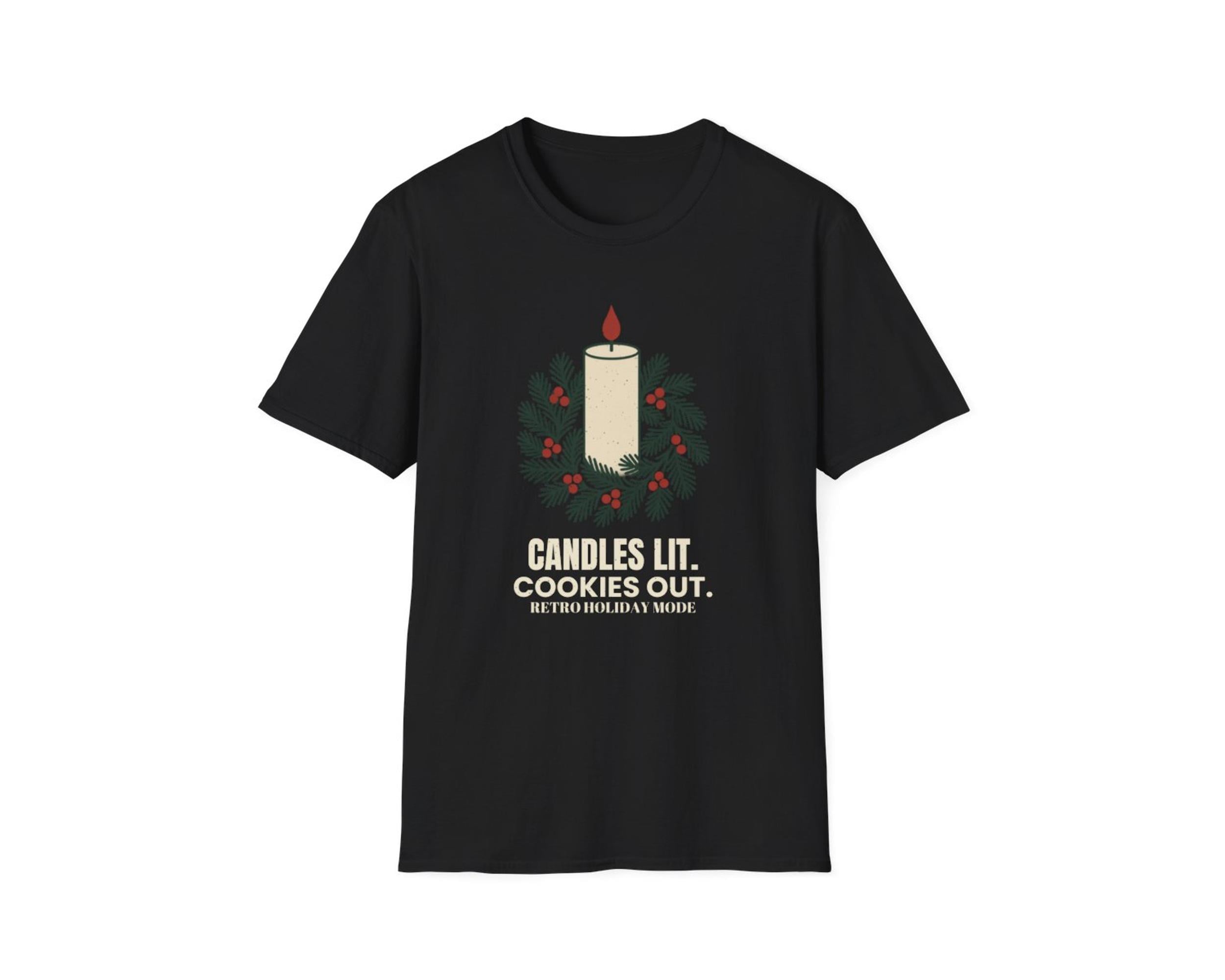 Candles Lit Retro Holiday Tee photo 4