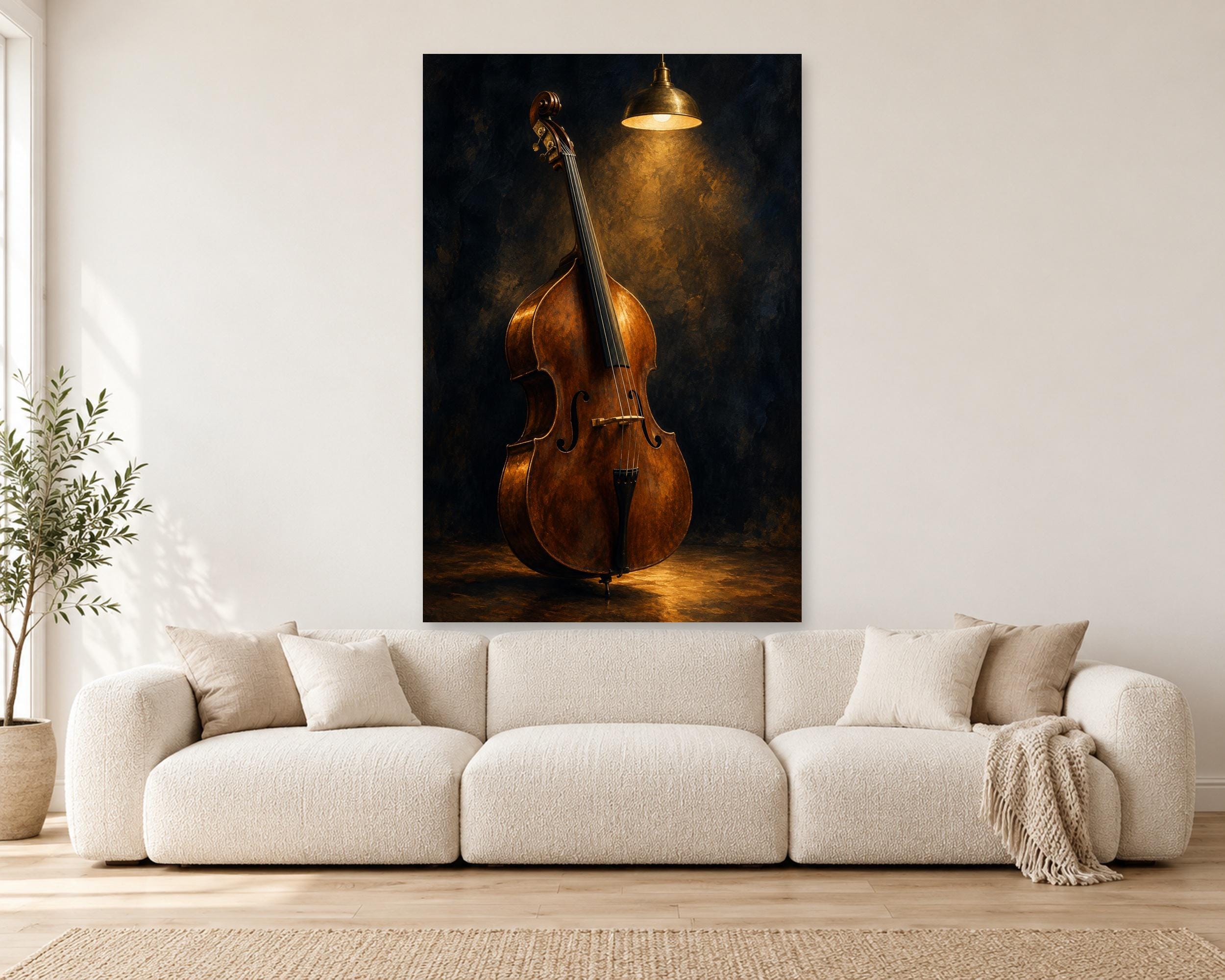 Solo Upright Bass in Lamplight Poster photo 1
