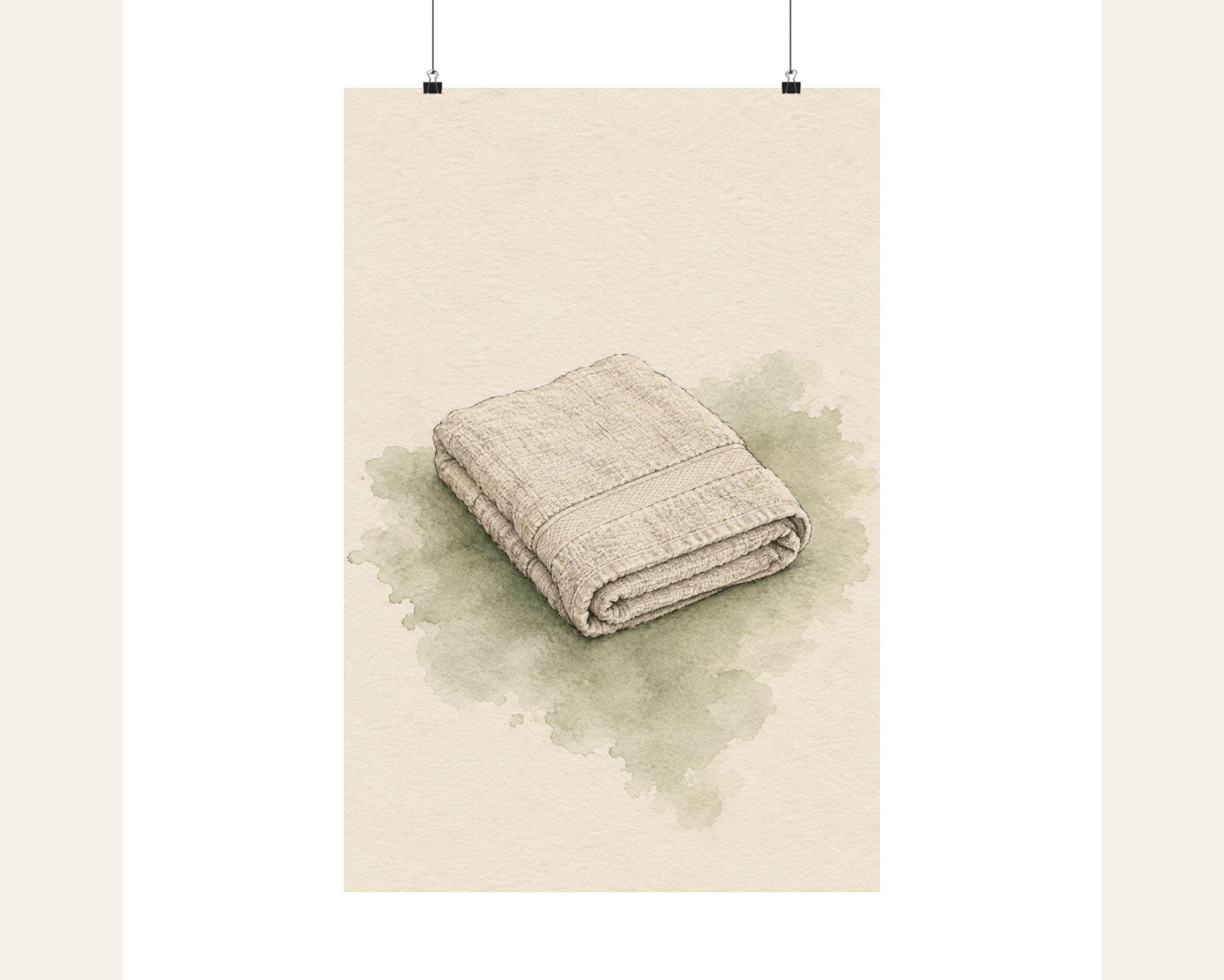 Folded Towel Line Study Bathroom Poster photo 3