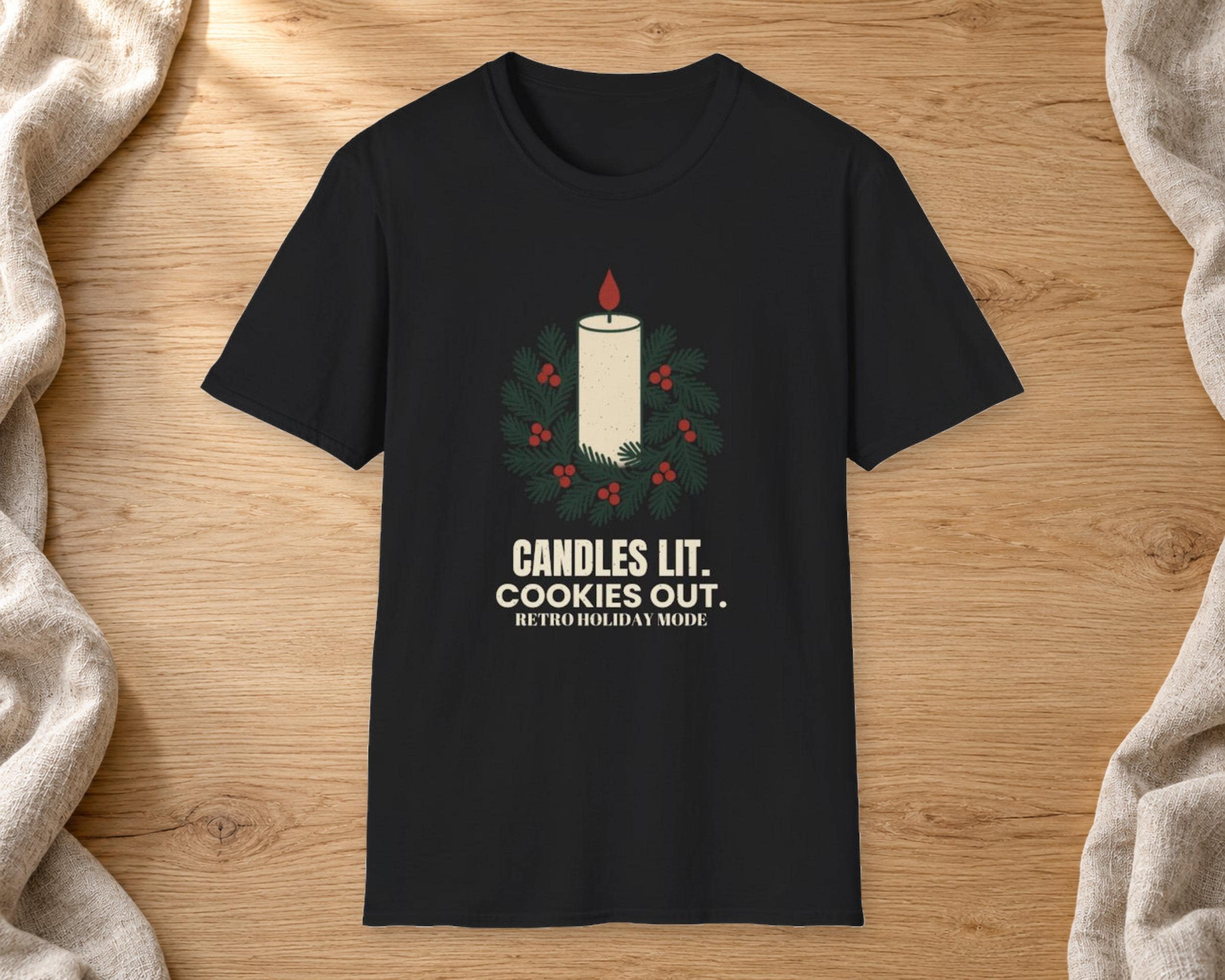 Candles Lit Retro Holiday Tee photo 2