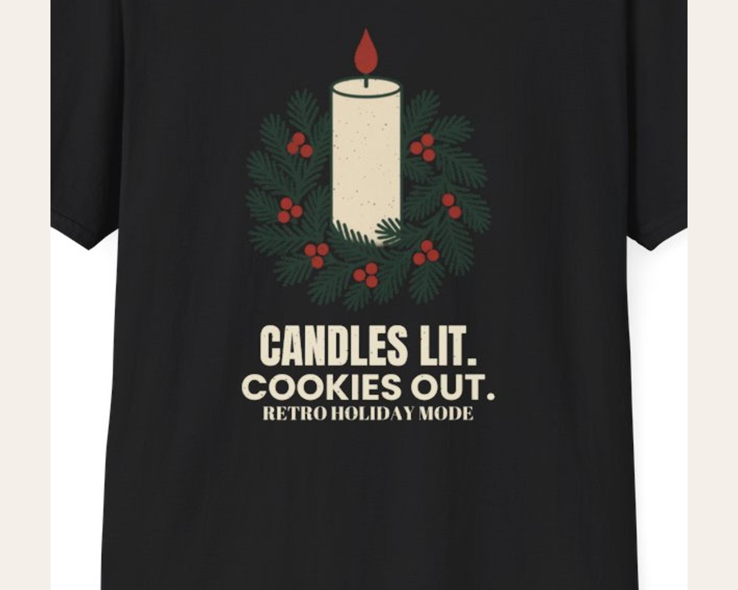 Candles Lit Retro Holiday Tee photo 3