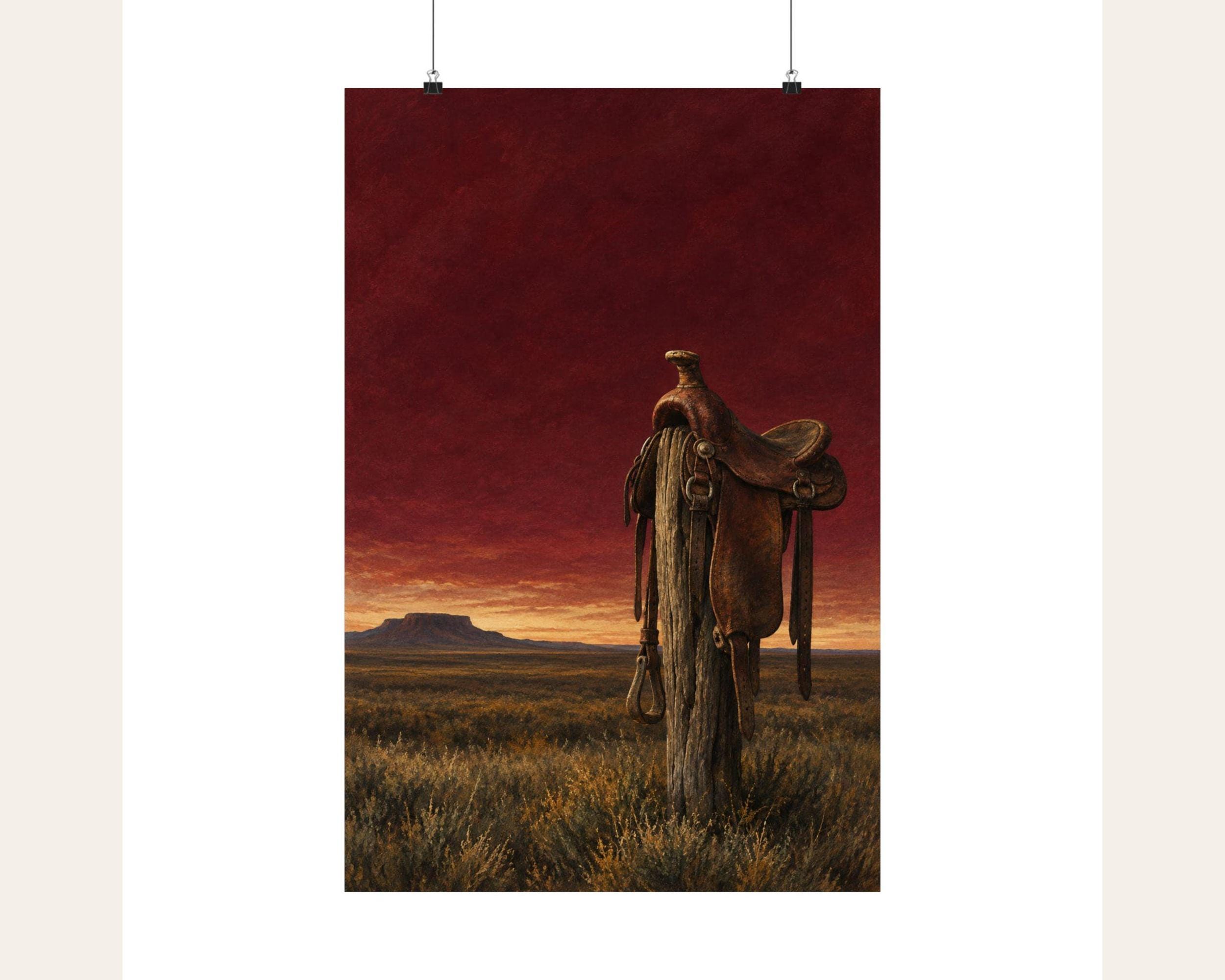 Dusk Saddle on Fence Post photo 3