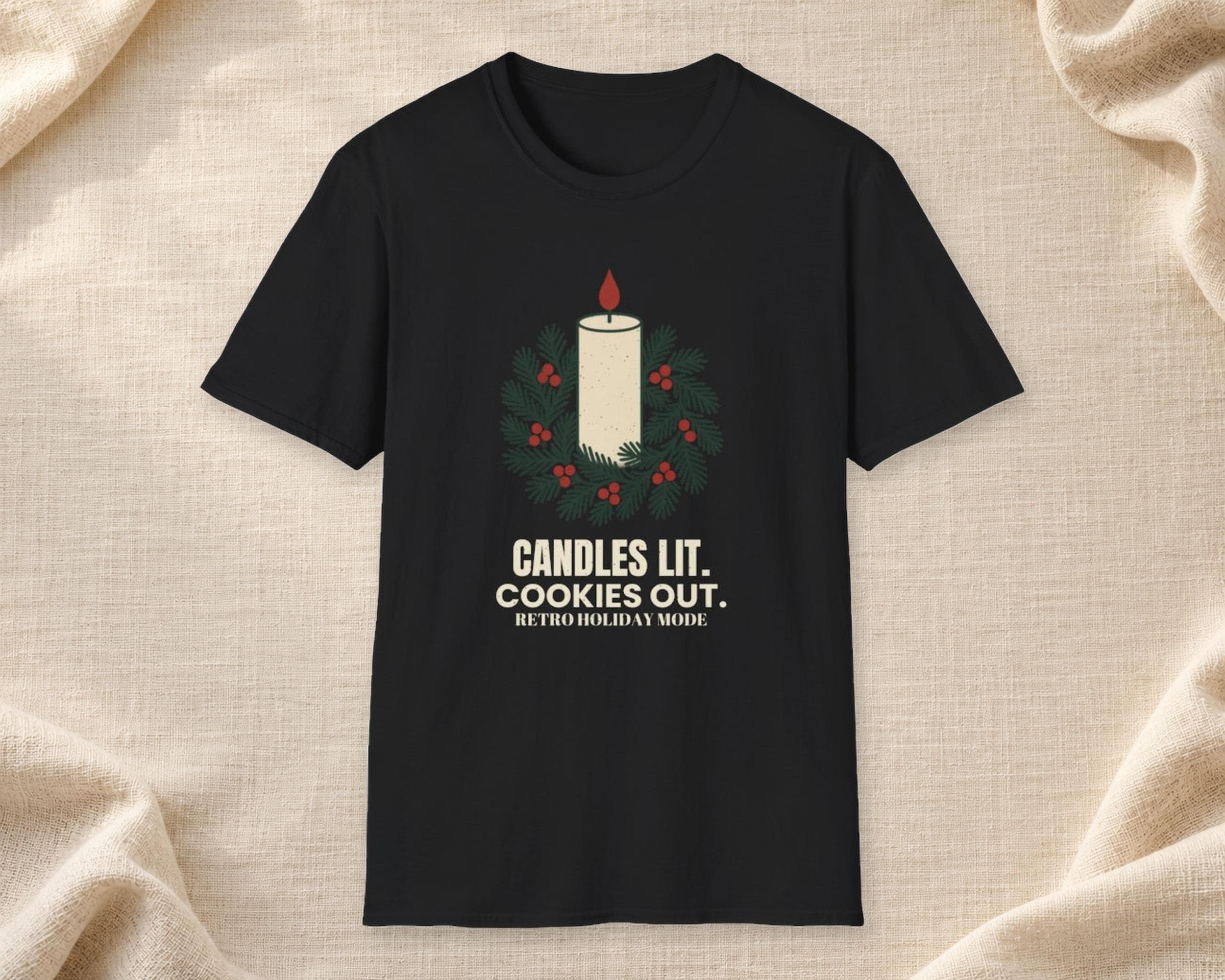 Candles Lit Retro Holiday Tee photo 1