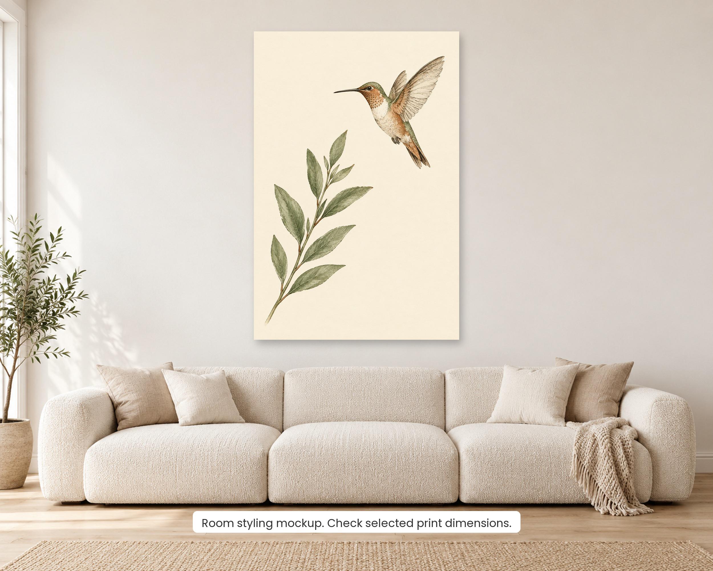Single Hummingbird Ink Line Poster photo 2