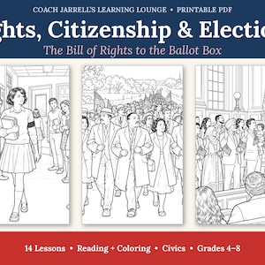 Bill of Rights & Voting Printable | Citizenship, Elections, Electoral College Reading Passages + Coloring Pages | Civics Gr 4-8 PDF