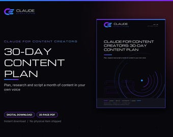 AI Content Creator Guide with Claude: 30 Day Social Media Planner PDF and Worksheet
