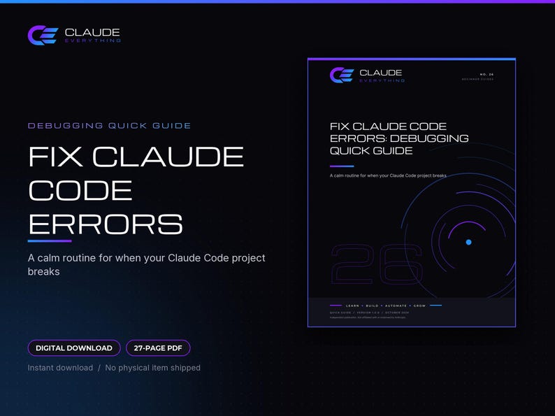 Claude Code Debugging Quick Guide PDF: Fix Errors, Bug Report Template and Checklist image 1
