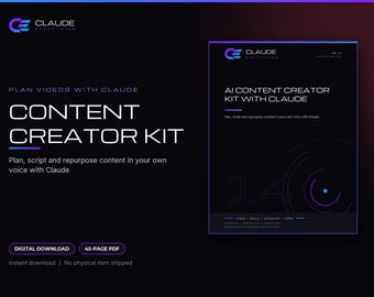 AI Content Creator Kit with Claude, Faceless Video Planner, Script Template, 30 Day Calendar