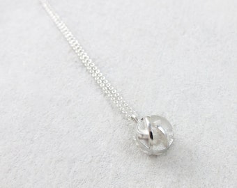 Dainty 3D printed sterling silver ball pendant on fine chain - Negative/Positive necklace
