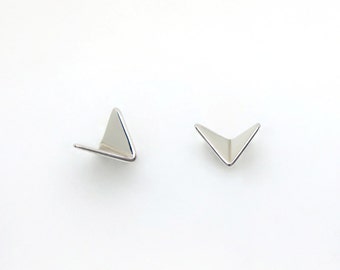 Paper Planes triangle earrings, tiny stud earrings, sterling silver airplane studs, origami jewelry made in Australia, 1st year anniversary