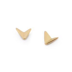 Yellow gold Paper Planes minimalist aeroplane earring studs solid 9ct gold image 1