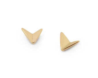 Yellow gold Paper Planes minimalist aeroplane earring studs - solid 9ct gold