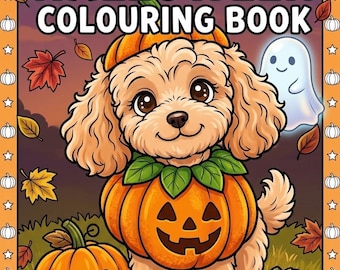 Libro para colorear de Halloween con un adorable Cockerpoo