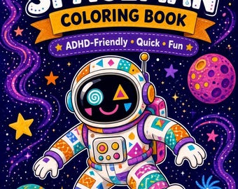 Libro para colorear de astronautas abstractos / Páginas para colorear del espacio rápidas y divertidas, ideales para personas con TDAH / PDF imprimible