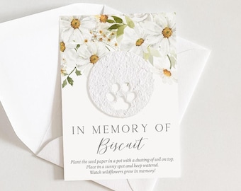 growNOTES™ Daisy Plantable Pet Memorial Card Seed Paper & Mailing Envelope Pet Sympathy Gift For Friend Cat Dog Lover Animal Grief Cards
