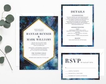 Star Struck Wedding Invitation Suite, Galaxy Invitation