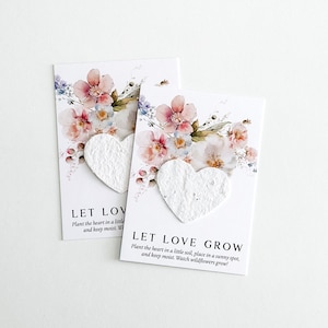 growNOTES™ Let Love Grow Plantable Favor Cards, Grows Wildflowers, Seed Paper Packet, Wallet Size Guest Gift, Wedding, Shower, Dusty Pink