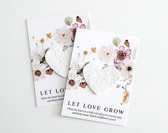 growNOTES™ Let Love Grow Plantable Seed Paper Favor Cards, Grows Wildflowers, Wallet Size, Bridal, Wedding, Shower, Botanical Butterfly