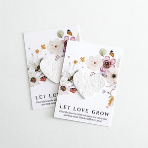 growNOTES™ Let Love Grow Plantable Seed Paper Favor Cards, Grows Wildflowers, Wallet Size, Bridal, Wedding, Shower, Botanical Butterfly