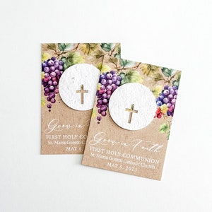 growNOTES™ Grow in Faith Baptism Favor Cards, Communion, Christening, Wallet Size, Mini Favor Cards, Seed Paper, Plantable Favors