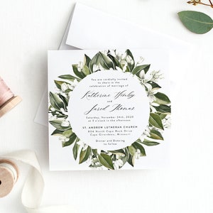 INSTANT DOWNLOAD Fleur Wreath Wedding Invitation Template, DIY, Templett, Instant Download image 1