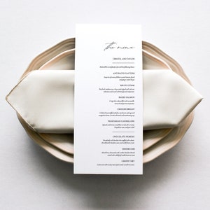Classical Menu, Black and White, Custom Event Menu, Food and Drink, Wedding Menu, Printable Menu Card, Digital File, DIY