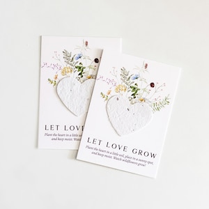 EXPÉDITION RAPIDE GrowNOTES™ Laissez l'amour pousser des cartes de faveur en papier de semences, à planter, papier de semences de fleurs sauvages, cadeau format portefeuille pour invité, mariage, botanique