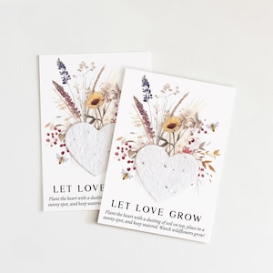 growNOTES™ Let Love Grow Plantable Seed Paper Favor Cards, Grows Wildflowers, Wallet Size Gift, Bridal, Wedding, Shower, Fall Sunflowers