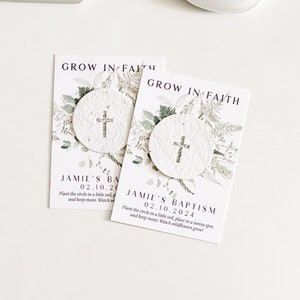 growNOTES™ Grow in Faith Baptism Favor Cards, Communion, Christening, Wallet Size, Mini Favor Cards, Seed Paper, Plantable Favors