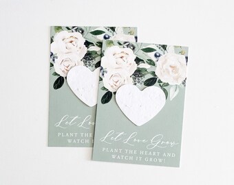 growNOTES™ Plantable Favor Cards, Grows Wildflowers, Seed Paper Packet, Wallet Size Guest Gift, Wedding Shower, Pale Green