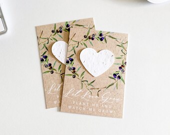 growNOTES™, Let Love Grow Plantable Favor Cards, Grows Wildflowers, Seed Paper Packet, Wallet Size Guest Gift, Wedding Shower, Olive Branch