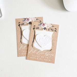 growNOTES™, Let Love Grow Plantable Favor Cards, Grows Wildflowers, Seed Paper Packet, Wallet Size Guest Gift, Wedding Shower, Floral Crest