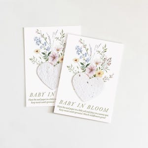 growNOTES™ Baby in Bloom Favor Cards, Baby Shower, Plantable Favors, For Guests, Seed Paper Cards, Wildflowers, Pink and Blue, Wallet Size