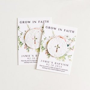 growNOTES™ Grow in Faith Baptism Favor Cards, Communion, Christening, Wallet Size, Mini Favor Cards, Seed Paper, Plantable Favors