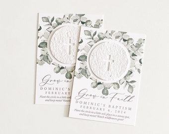 growNOTES™ Grow in Faith Baptism Favor Cards, Communion, Christening, Wallet Size, Mini Favor Cards, Seed Paper, Plantable Favors