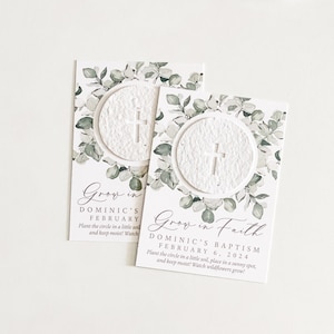 growNOTES™ Grow in Faith Baptism Favor Cards, Communion, Christening, Wallet Size, Mini Favor Cards, Seed Paper, Plantable Favors