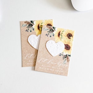 growNOTES™ Let Love Grow Plantable Favor Cards, Grows Wildflowers, Seed Paper Packet, Wallet Size Guest Gift, Wedding Shower, Sunflowers