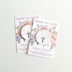 growNOTES™ Grow in Faith Baptism Favor Cards, Communion, Christening, Wallet Size, Mini Favor Cards, Seed Paper, Plantable Favors, Mailable
