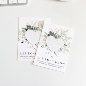 growNOTES™ Let Love Grow Plantable Seed Paper Favor Cards, Grows Wildflowers, Wallet Size Gifts, Wedding, Shower, Eucalyptus Botanical