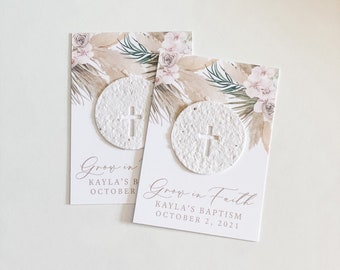 growNOTES™ Grow in Faith Baptism Favor Cards, Communion, Christening, Wallet Size, Mini Favor Cards, Seed Paper, Plantable Favors, Mailable