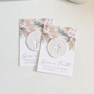 growNOTES™ Grow in Faith Baptism Favor Cards, Communion, Christening, Wallet Size, Mini Favor Cards, Seed Paper, Plantable Favors, Mailable