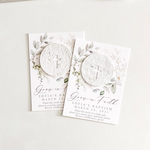 growNOTES™ Grow in Faith Baptism Favor Cards, Communion, Christening, Wallet Size, Mini Favor Cards, Seed Paper, Plantable Favors,