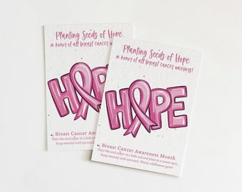 growNOTES™ Plantable Breast Cancer Awareness Cards Planting Seeds of Hope Seed Paper Favor October Awareness Month Handout Favor Wildflowers