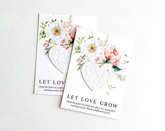 growNOTES™ Let Love Grow Plantable Favor Cards, Grows Wildflowers, Seed Paper Packet, Wallet Size Guest Gifts, Wedding, Shower, Peonies