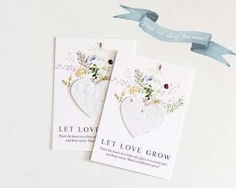 growNOTES™ Let Love Grow Plantable Seed Paper Favor Cards, Grows Wildflowers, Wallet Size, Gifts, Bridal, Wedding, Shower, Mailable Favor