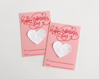 Plantable Seed Paper Valentine Cards, Pink School Valentines, (5 CT Pack)